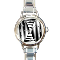 Background Black White Design Round Italian Charm Watch by Mariart