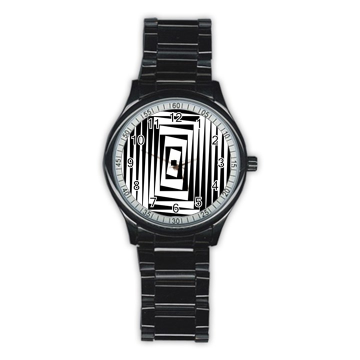 Background Black White Design Stainless Steel Round Watch