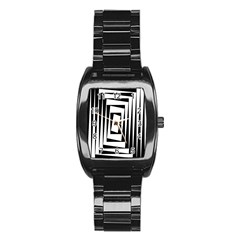 Background Black White Design Stainless Steel Barrel Watch by Mariart