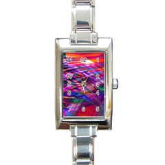 Wave Lines Pattern Abstract Rectangle Italian Charm Watch