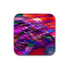 Wave Lines Pattern Abstract Rubber Square Coaster (4 pack) 