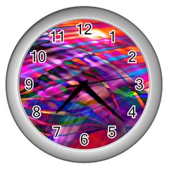 Wave Lines Pattern Abstract Wall Clock (Silver)