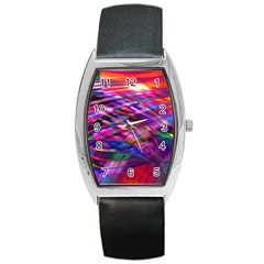 Wave Lines Pattern Abstract Barrel Style Metal Watch