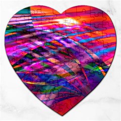 Wave Lines Pattern Abstract Jigsaw Puzzle (Heart)