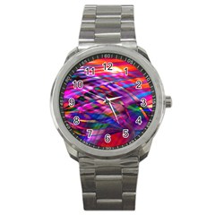 Wave Lines Pattern Abstract Sport Metal Watch