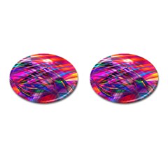 Wave Lines Pattern Abstract Cufflinks (Oval)