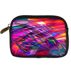 Wave Lines Pattern Abstract Digital Camera Leather Case