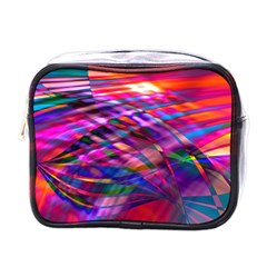 Wave Lines Pattern Abstract Mini Toiletries Bag (One Side)