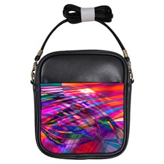 Wave Lines Pattern Abstract Girls Sling Bag