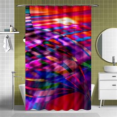 Wave Lines Pattern Abstract Shower Curtain 48  x 72  (Small) 