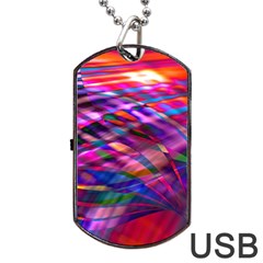 Wave Lines Pattern Abstract Dog Tag USB Flash (One Side)