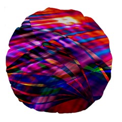 Wave Lines Pattern Abstract Large 18  Premium Round Cushions