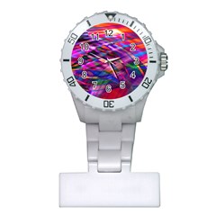 Wave Lines Pattern Abstract Plastic Nurses Watch