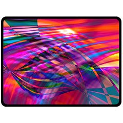 Wave Lines Pattern Abstract Double Sided Fleece Blanket (Large) 