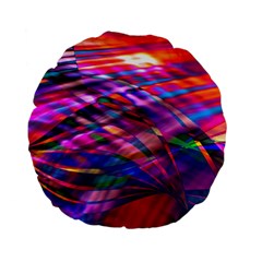 Wave Lines Pattern Abstract Standard 15  Premium Flano Round Cushions