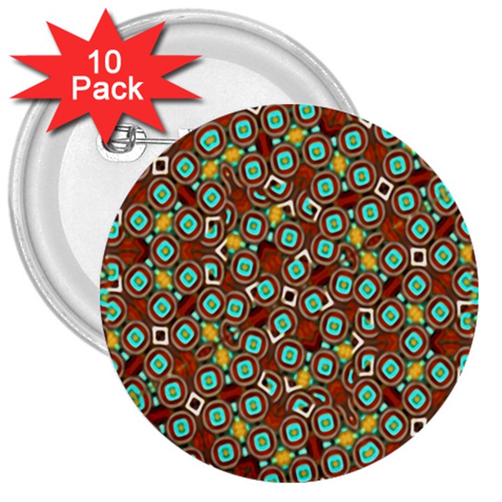 Colorful Modern Geometric Print Pattern 3  Buttons (10 pack) 