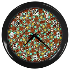 Colorful Modern Geometric Print Pattern Wall Clock (black) by dflcprintsclothing