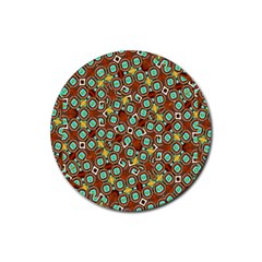 Colorful Modern Geometric Print Pattern Rubber Round Coaster (4 Pack)  by dflcprintsclothing