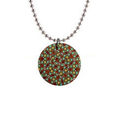 Colorful Modern Geometric Print Pattern 1  Button Necklace by dflcprintsclothing