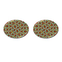 Colorful Modern Geometric Print Pattern Cufflinks (oval)