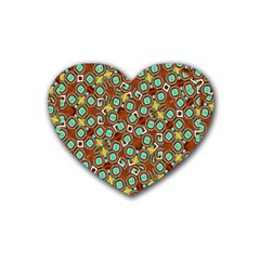 Colorful Modern Geometric Print Pattern Rubber Coaster (heart)  by dflcprintsclothing