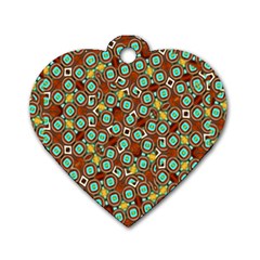 Colorful Modern Geometric Print Pattern Dog Tag Heart (two Sides) by dflcprintsclothing