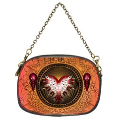 Awesome Dark Heart With Skulls Chain Purse (two Sides) by FantasyWorld7