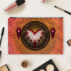 Awesome Dark Heart With Skulls Cosmetic Bag (large) by FantasyWorld7