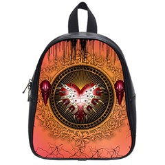 Awesome Dark Heart With Skulls School Bag (small) by FantasyWorld7