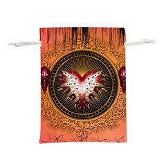 Awesome Dark Heart With Skulls Lightweight Drawstring Pouch (m) by FantasyWorld7