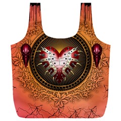 Awesome Dark Heart With Skulls Full Print Recycle Bag (xxl)