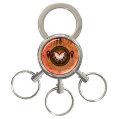 Awesome Dark Heart With Skulls 3-ring Key Chain