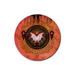 Awesome Dark Heart With Skulls Rubber Coaster (Round)  Front