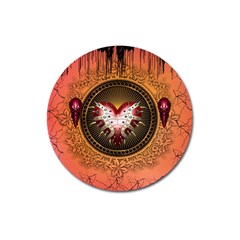 Awesome Dark Heart With Skulls Magnet 3  (round) by FantasyWorld7