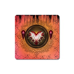 Awesome Dark Heart With Skulls Square Magnet by FantasyWorld7