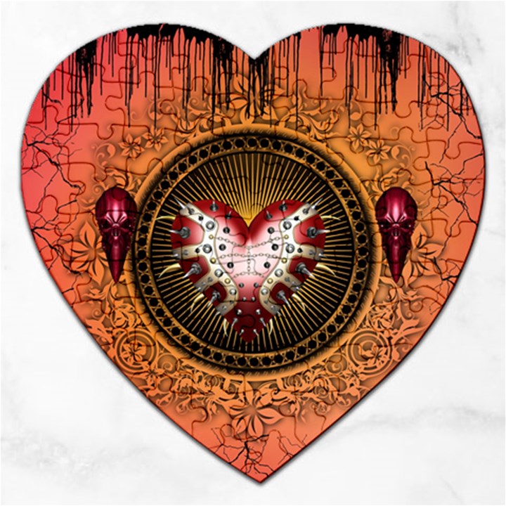 Awesome Dark Heart With Skulls Jigsaw Puzzle (Heart)