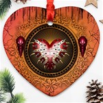 Awesome Dark Heart With Skulls Heart Ornament (Two Sides) Back