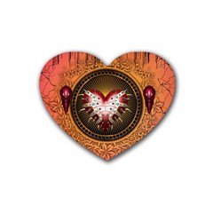 Awesome Dark Heart With Skulls Rubber Coaster (heart)  by FantasyWorld7