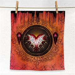 Awesome Dark Heart With Skulls Face Towel by FantasyWorld7