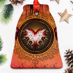 Awesome Dark Heart With Skulls Ornament (bell) by FantasyWorld7