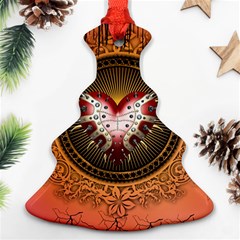 Awesome Dark Heart With Skulls Christmas Tree Ornament (two Sides) by FantasyWorld7