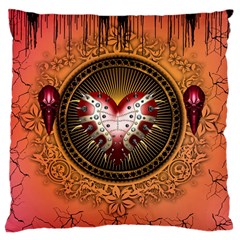 Awesome Dark Heart With Skulls Large Cushion Case (one Side) by FantasyWorld7