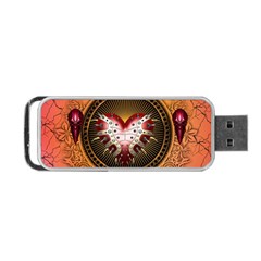 Awesome Dark Heart With Skulls Portable Usb Flash (one Side) by FantasyWorld7