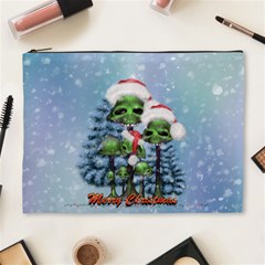 Merry Christmas, Funny Mushroom With Christmas Hat Cosmetic Bag (xl) by FantasyWorld7