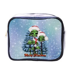 Merry Christmas, Funny Mushroom With Christmas Hat Mini Toiletries Bag (one Side) by FantasyWorld7