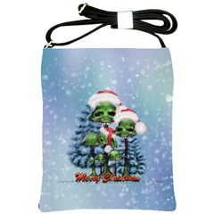 Merry Christmas, Funny Mushroom With Christmas Hat Shoulder Sling Bag by FantasyWorld7