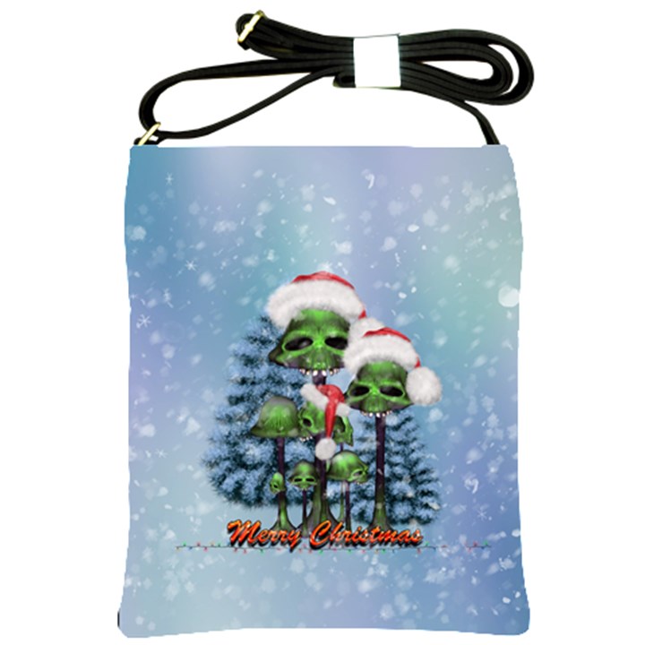 Merry Christmas, Funny Mushroom With Christmas Hat Shoulder Sling Bag