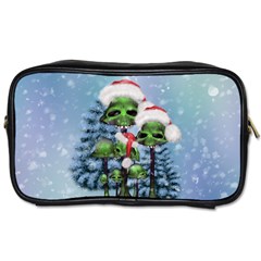 Merry Christmas, Funny Mushroom With Christmas Hat Toiletries Bag (two Sides) by FantasyWorld7