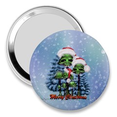 Merry Christmas, Funny Mushroom With Christmas Hat 3  Handbag Mirrors by FantasyWorld7