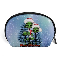 Merry Christmas, Funny Mushroom With Christmas Hat Accessory Pouch (large) by FantasyWorld7